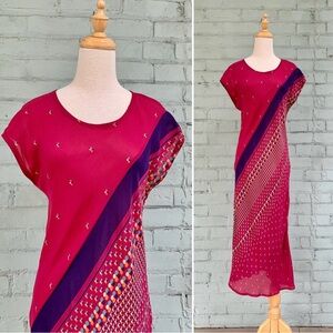 90s Bias Cut Polka Dot and Striped Maxi Dress